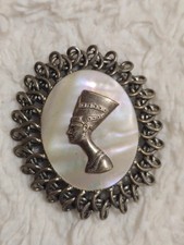 Anhänger Nofretete Perlmutt Kettenanhänger Brosche Filigran Gold Modeschmuck