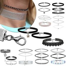 3er Set Damen Choker Halsband Halskette Spitze Gothic Tattoo Samt Anhänger Band 