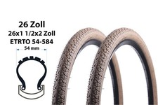 2 Stück 26 Zoll Fahrrad Reifen ATB City Trekking Bike 54-584 Braun 26x1 1/2x2