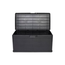 Kreher® XXL Kissenbox / Gartenbox 340 Liter in Holz Optik (Anthrazit)