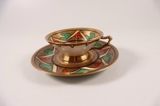 Hutschenreuther  Sammeltasse Sammelgedeck 2 Teile handgemalt Art-Deco vergoldet