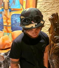 Chopper Helm Biker Helmet mit Brille Bulzeye Army Look Gr. XL  Born to be ride