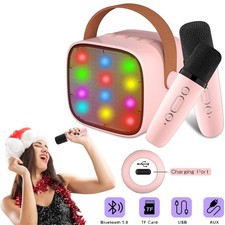 Bluetooth 5.0 Karaoke Player Spielzeug 2 Mikrofon Karaokemaschinen für Kinder