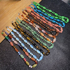 Damen Edelsteinkette Halskette aus Naturstein Jade rosa Stein Geschenk Frauen