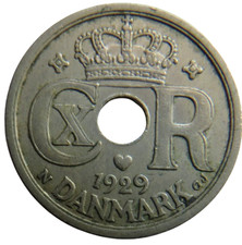 Münze Dänemark 25 Öre 1929