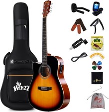 Winzz 4/4 Elektro-Akustische Gitarre, Linkshänder Westerngitarre Set - 41 Zoll