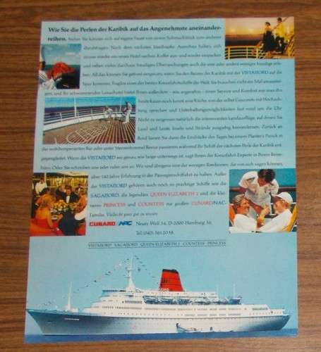 Seltene werbung cunard - werbung, cunard/nac