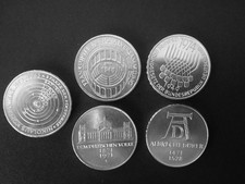 Fünf 5 DM-Gedenkmünzen, BRD