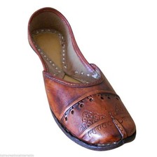 Indische Schuhe Damen handgefertigte Ledermojaries Jutties flache US 5.5 EU 35.5