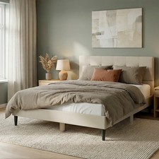 Polsterbett 140x200 Beige mit