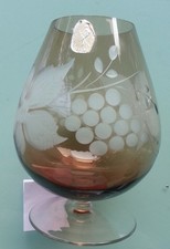 Cognacschwenker groß mit Weinlaubmotiv geschliffen in Braun Neuwertig 15cm