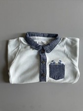 OBAIBI BODY STRAMPLER ANZUG HELLBLAU MIT DENIM KRSGEN GR.71CM 9 MONATE NEUWERTIG