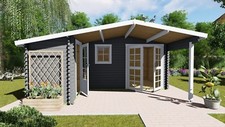 Gartenhaus holz raum vordach - 2,