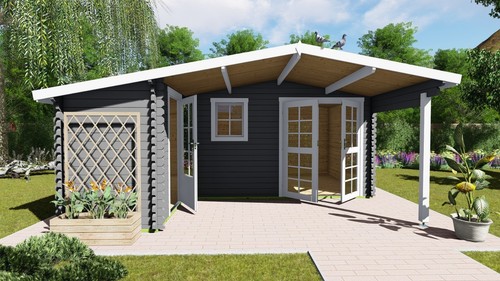 Gartenhaus holz raum vordach - holz,