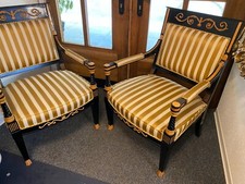 Polsterstuhl mit Armlehnen Empire verziert - 2 Armlehnsessel