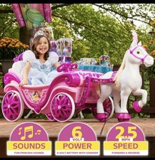 🩵 Disney Princess Royal Pferd & Kutsche Aufsitz 6V batteriebetrieben Kinderauto