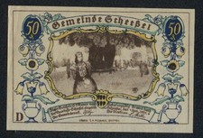 Notgeld Scheeßel 1921, 50 Pfennig, Frau an großem Baum, Pferdepflug 