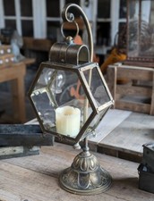 GROSSE STAND LATERNE HEXAGON ANTIK NOSTALGIE STIL 61cm H. STANDLATERNE LAMPE NEU