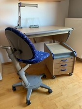 Neuwertiger moll Schreibtisch + Stuhl, Rollcontainer und Zubehör 