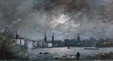 Ansicht Hamburg Binnenalster, Öl auf Karton, signiert