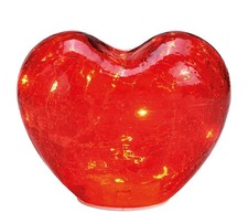 Dekoleuchte Herz Glas Rot XS - Herz Lampe mit LED Lichterkette, Dekolampe