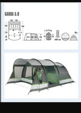 HIGH PEAK Tunnelzelt, Campingzelt, Garda  5.0 Zelt, 5-Personen, grau / grün