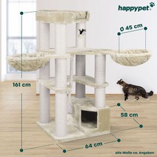 Kratzbaum für Katzen groß 161 cm hoch Massiver Katzenbaum happypet® XXL Spieltau