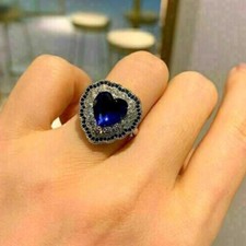 3 Kt Blau Saphir Herz Diamant
