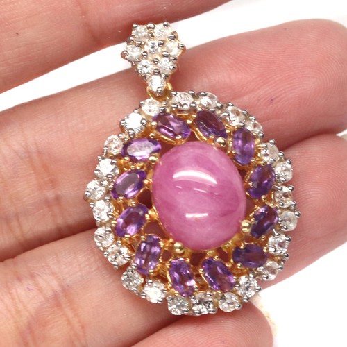 Pink ruby amethyst - pink, anhänger