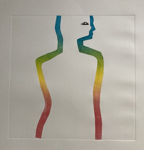 Vintage monoprint modernist - monoprint,