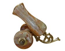 Vintage Onyx Marmor Deko Stifthalter Canon mit Messing ca. 13 cm