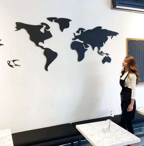 Weltkarte metall wandbild - weltkarte,