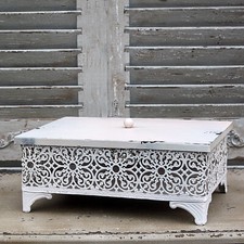 Deko Deckel Dose Metall Creme Weiß Rechteckig Blechdose shabby Vintage Landhaus 