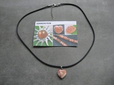 Edelsteinkette - Sonnenstein - Mini Herz  Stein für Kommunikation/Stimme