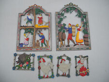 Wilhelm Schweizer 2 Fensterbilder Zinn 4 Aufhänger ungemarkt Diessen