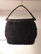 Vintage Damen Handtasche Pelzmuff Muff Handwärmer * Wildleder & echtes Fell