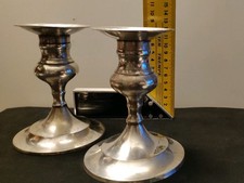 Vintage Rustic Style x2 Pair Brass Ornate Candlestick Holders Mantle Decor