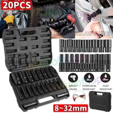 20tlg/Satz 1/2" 8-32 MM Steckschlüssel Set NUSS Set Sechskant lang Kraft Nüsse