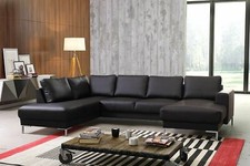 TOP Sofa Couch Ecksofa Eckcouch Wohnlandschaft in Kunstleder schwarz- SILVIO XXL