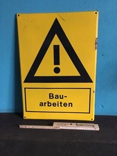 Altes Emailleschild "Bauarbeiten"Achtung Baustelle ca.60x40cm.groß!