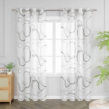 Gardine Stores Kreis Vorhänge Gardinenschals mit Ösen Leinen Vorhang Dekofenster