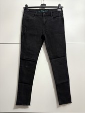 ? Nr. 12, schwarze Damen Jeans in Gr. W 29  von Vintage (Takko), unten Fransen