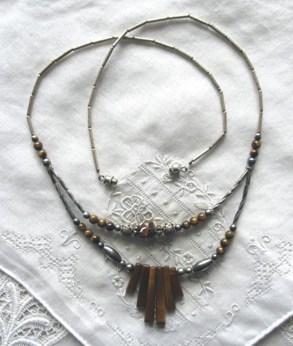 Silbernes collier tigerauge - collier,