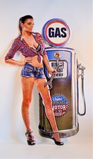 XL Blechschild Zapfsäule Pin up Girl Motorrad Tankstelle Werkstatt Garage 65x40
