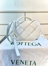Original Bottega Veneta Tasche padded cassette top handle bag white weiß