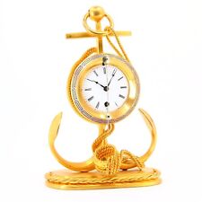 Antik 1880 Nautisch Zappler Schreibtischuhr Anker Seil Vergoldetes Messing Ormolu Arbeit