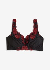 Entlastungs BH ohne Bügel Gr. 110 Cup D Schwarz Rot Damen-Unterwäsche Bra Neu
