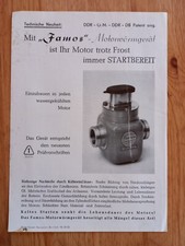 Original-Werbeblatt "FAMOS" Motorwärmgerät; Otto Woelk Neuruppin