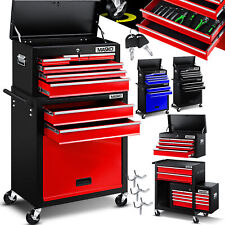 MASKO® Werkstattwagen Mit Werkzeugkiste 9 Fächer Werkzeugwagen Rollwagen Schloss