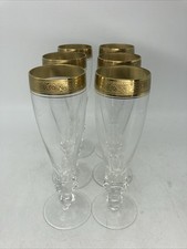 23256/ Theresienthal Concorde Mintonborte 6x Sekt Flöten Sektgläser Höhe 18,5 cm